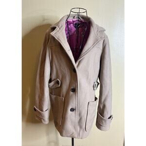 Gap Women’s Wool Blend Coat Beige L Classic Button Front